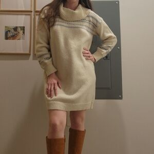 Cozy Cream Cowl Neck Sweater Dress